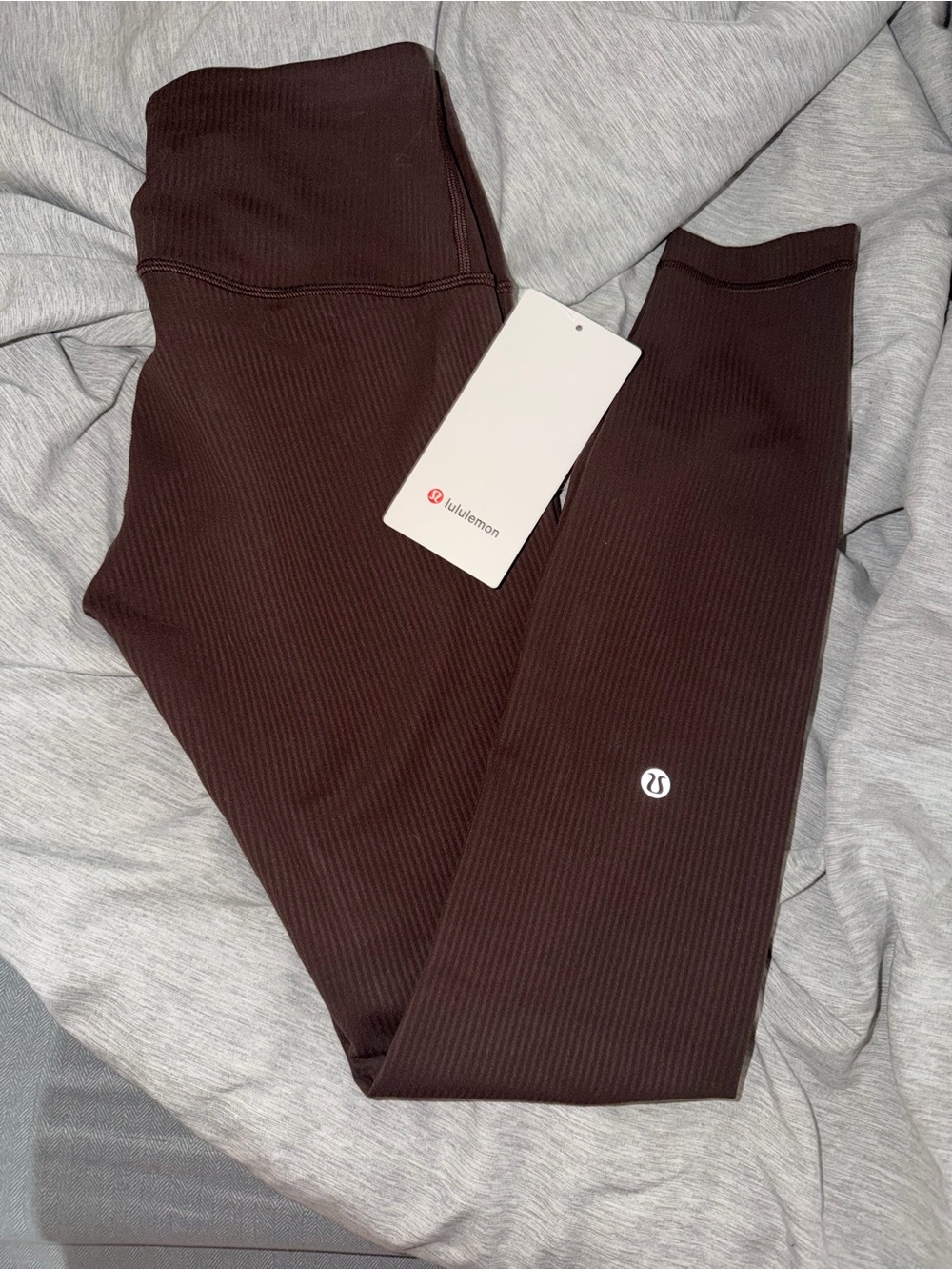 lululemon athletica Ribbed High-Rise Leggings in Deep Brown